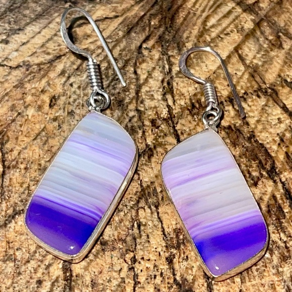 Purple Botswana Agate Earrings 1 7/8” - Picture 9 of 11